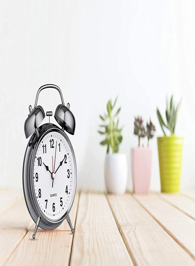 Styxon Products Analog Alarm Clock Twin Bell Silver 5.2 x 4.2 x 2.1 in, Extra Loud Quartz Batteryfor Bedside Desk, Vintage Retro Antique Decorative Old School - Image 5